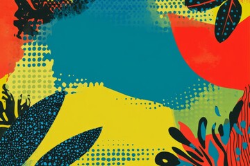 Ecothemed digital pop art with red blue and green colors