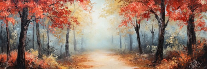 Autumnal Forest Path Enchanting Fall Landscape