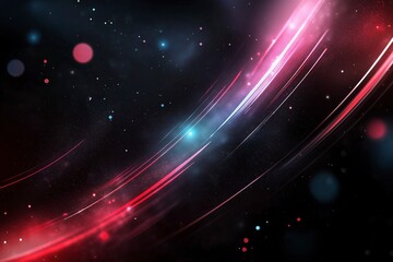 Obraz premium Swirling cosmic energy lights up the dark expanse of space with vibrant colors and dynamic movement near a distant galaxy. Generative AI