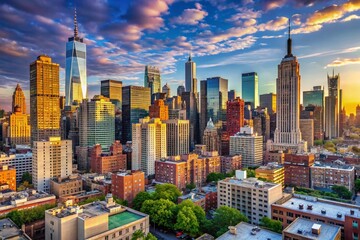 Obraz premium Panoramic New York City Skyline at 37th and Iowa Streets, Stunning Cityscape View