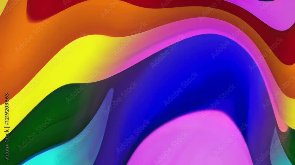 Poster Smooth, undulating lines create a mesmerizing visual experience, with vibrant colors shifting and blending across the spectrum, evoking a sense of fluidity and dynamism