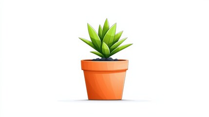 Obraz premium Green Succulent Plant in Orange Pot Isolated on White Background for Home Decor and Design