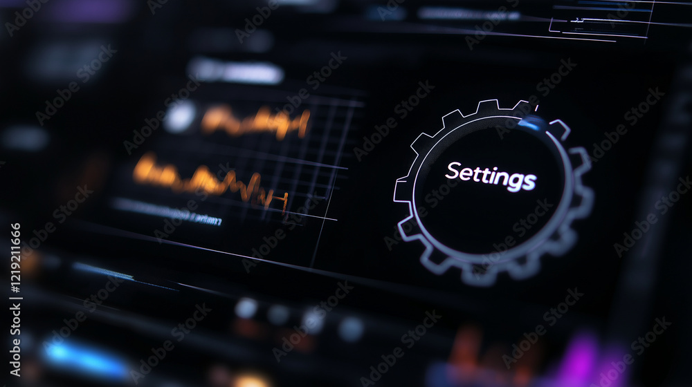 Poster a clean and minimalistic design featuring a gear icon overlaid on a heatmap visualization, with 