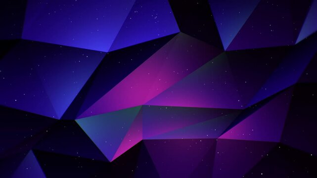 Abstract Low-polygon dark blue triangle Geometric Surface waves pattern. star blinking particles. with connecting dots and lines. animation,Modern background,motion design,Loopable,LED,4K