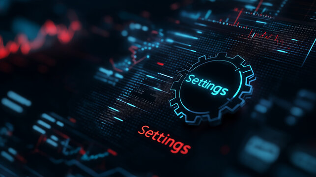 A creative representation of a gear icon morphing into various chart types, symbolizing customization, with "Settings" text displayed in a digital style.