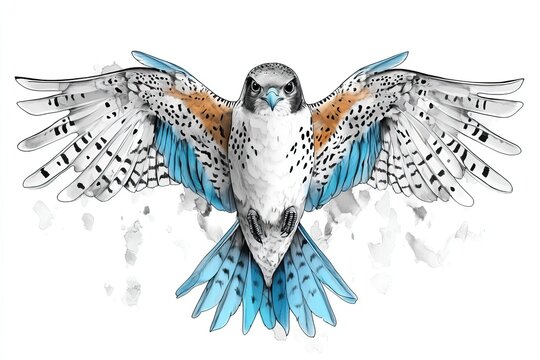 A vibrant falcon illustration invites creativity with its wide wings and intricate patterns, perfect for coloring enthusiasts of all ages to enjoy and explore