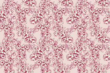 Seamless floral pattern. Chic simple botanical design on a light background. Hand drawing pastel blooming meadow. Abstract artistic flower nature ornament. Vector illustration