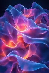 Obraz premium Abstract colorful digital wave pattern with neon pink and blue glows