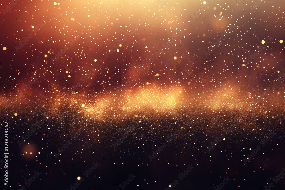 Poster golden bokeh light particles on a dark background for festive visuals