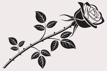 A minimalist black and white silhouette of a Rose