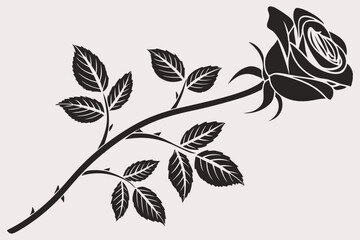 Fototapeta premium A minimalist black and white silhouette of a Rose