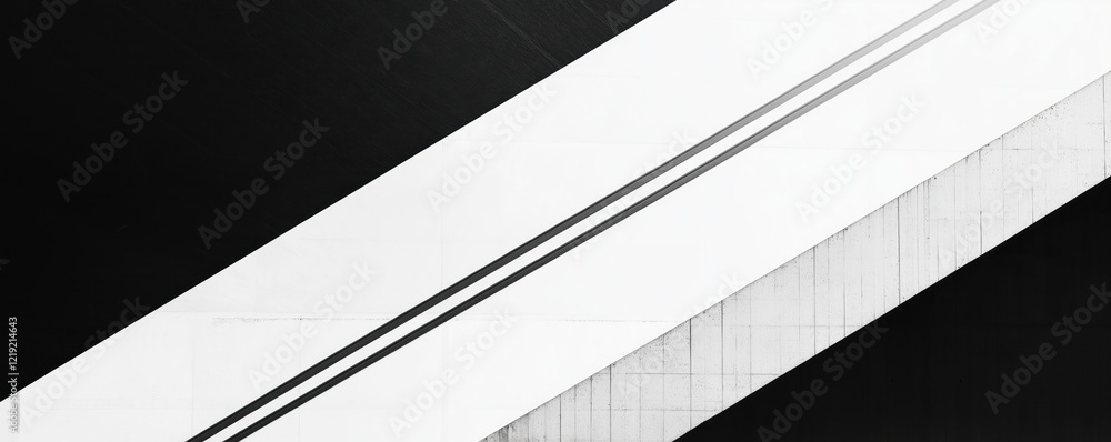 Poster abstract architectural design modern structure with black, white lines. diagonal lines of metal, cem