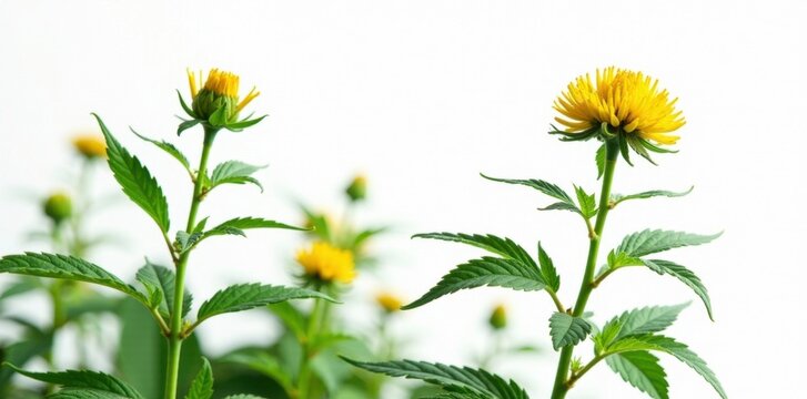 Hemp dogbane plant in full bloom against a white background, foliage, plant