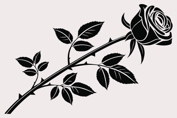 A minimalist black and white silhouette of a Rose