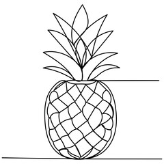 Pineapple icon continuous one line drawing outline vector illustration