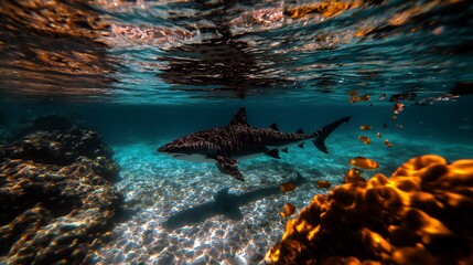 Majestic Tiger Shark Underwater Realm