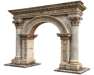 Fototapeta premium Classic column arch isolated on a transparent background, perfect for architectural renderings and design projects.