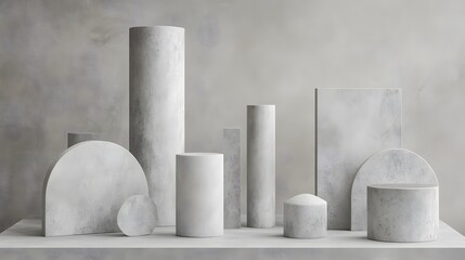 Abstract Grey Stone Geometric Shapes Product Display