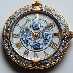 Fototapeta premium Intricate Close-Up of a Luxurious Vintage Watch Dial with Floral Design