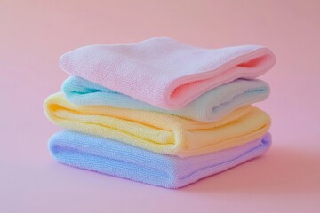 Folded Microfiber Cleaning Cloths in Pastel Shade