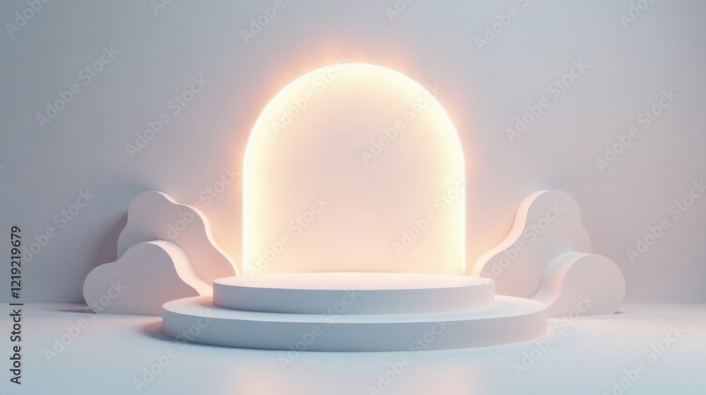 Poster Serene Minimalist Product Display with Soft Illumination and Abstract Forms