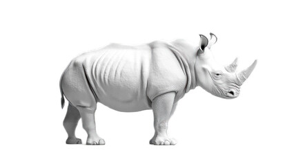 Fototapeta premium White Rhinoceros Side View Illustration Depicting Detail of Skin Texture, Musculature, and Unique Features in a Studio Environment for Educational and Creative Use
