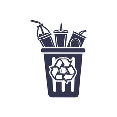 Recycling Bin and Growth Silhouette, Earth Day Element Vector Illustration