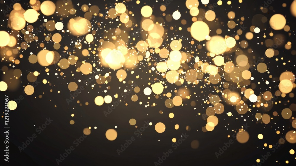 Poster Stunning Golden Bokeh Effect with Bright Sparkles on a Dark Background