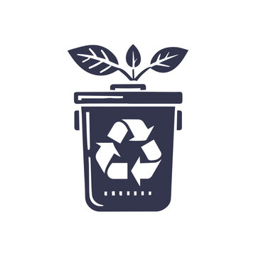 recycling bin with plant growing clip art preview