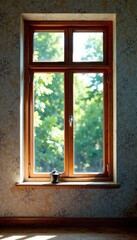 Fototapeta premium Closed window with sealed caulking preventing drafts , frame, heat loss
