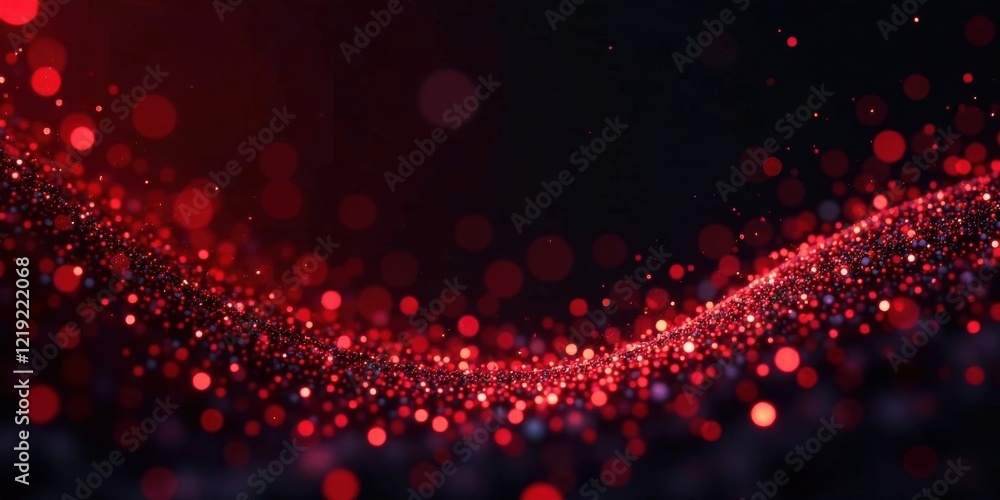 Aufkleber crimson sparkle wave abstract background of shimmering red particles on a dark surface
