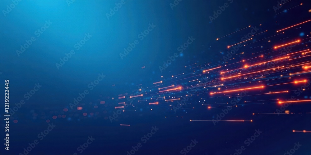 Poster abstract digital stream of light and data flowing through deep blue space