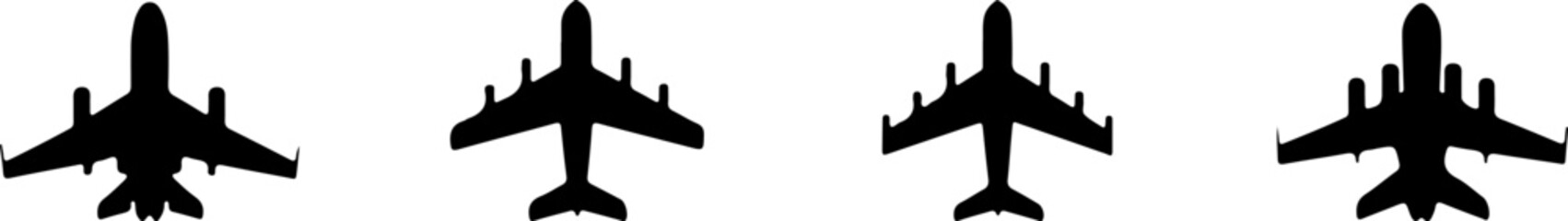 Simple Black Airplane Silhouettes for Design