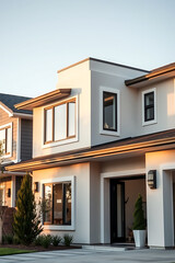 Obraz premium Luxury Modern Home Exterior: Contemporary Architectural Design and Real Estate Property