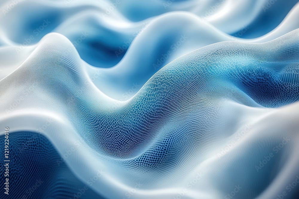Poster abstract blue and white wavy texture with three-dimensional digital patterns