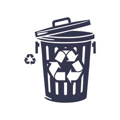 Recycling Bin and Growth Silhouette, Earth Day Element Vector Illustration