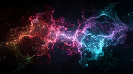 Abstract Cosmic Energy Burst with Vibrant Colors and Smoke Effects