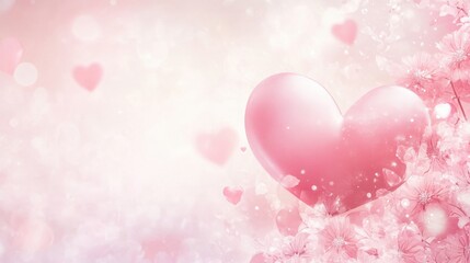 Pink heart valentine background. Composition for valentine's woman's mother's day, wedding. Greeting card