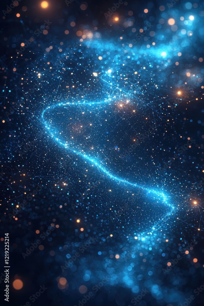 Aufkleber abstract blue glowing network of interconnected dots and lines