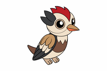 Cute Bird Vector art in Illustration on a White Background