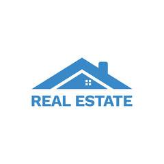 house logo concept in blue. modern concept logo for real estate. isolated on white