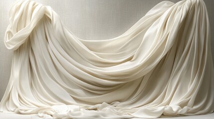 Obraz premium White fabric draped on a textured background.