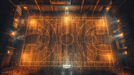Abandoned Basketball Court: An Aerial View of Nostalgia and Decay in an Old Industrial Building