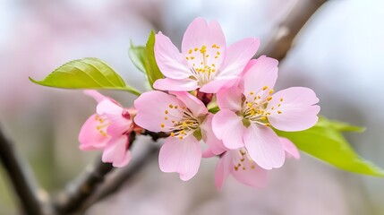 Obraz premium Delicate Pink Blossoms Spring Flowers Closeup