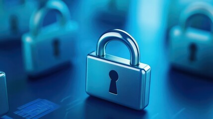 Padlock on blue, symbolizing security, privacy, and data protection in the digital age