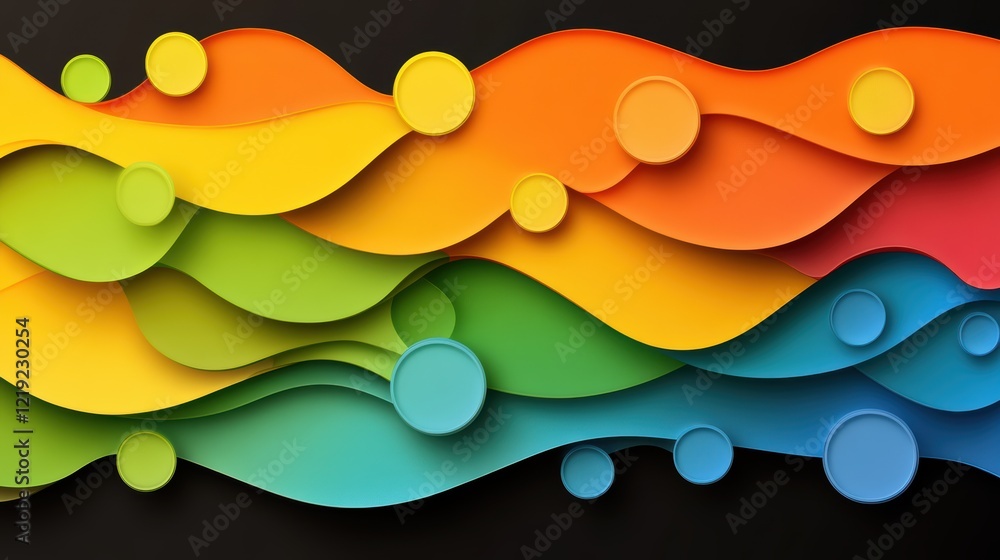 Poster abstract background with colorful shapes, a dynamic interplay of vibrant hues and forms