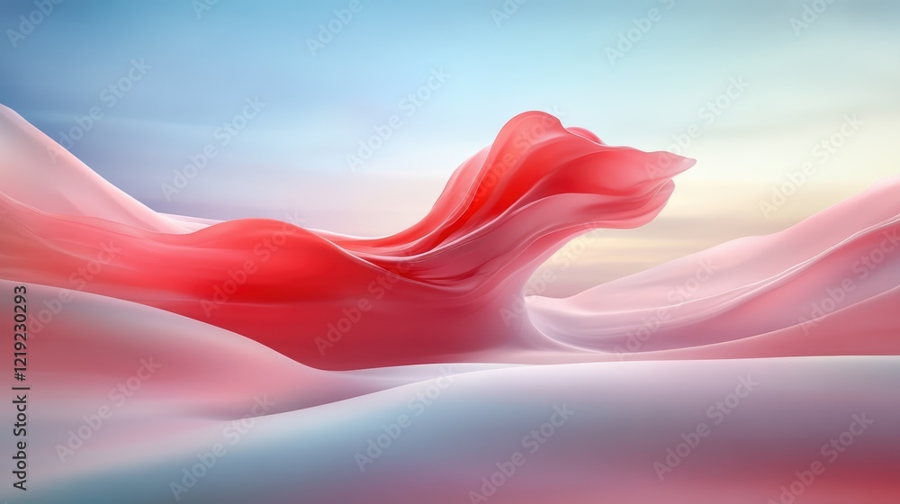 Poster mesmerizing red and white wave, a captivating abstract design for modern dynamic visuals