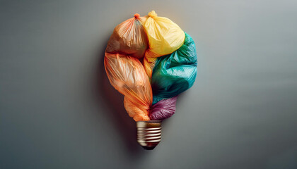 Light Bulb Made of Plastic Waste, Symbolizing Innovation in Environmental Solutions
