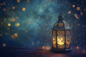 Beautiful greeting card with holiday composition for happy celebrate Ramadan, abstract vivid composition consists of fictional unreal fantastic vision on background