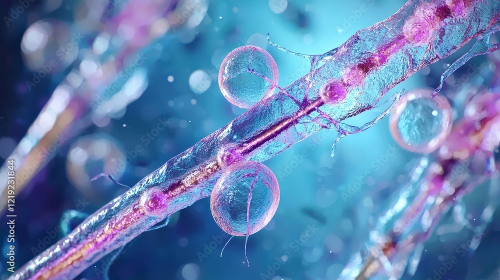 Poster microscopic view of colorful cellular structures